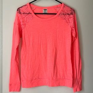 PINK Victoria’s Secret - hot pink thin long sleeved lounge tee